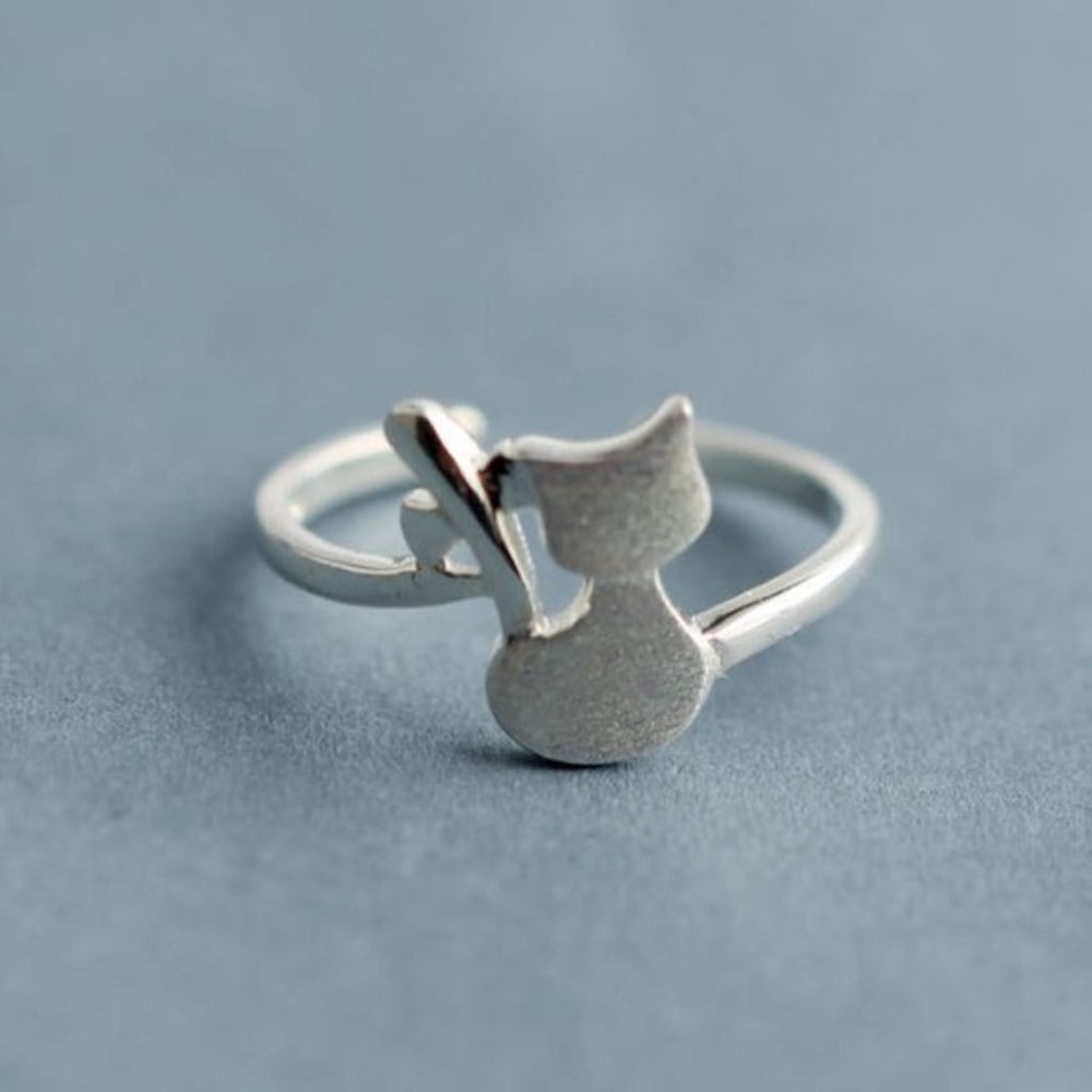 3/$25 🏷️  Sterling Silver Cat Ring Minimal Minimalist Ring Cat Tail Cute Ring